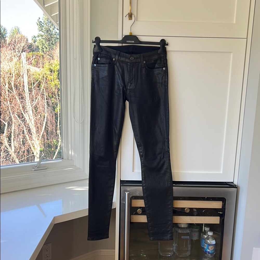 7️⃣ For all Mankind women’s black wax coated skinny jeans size 26